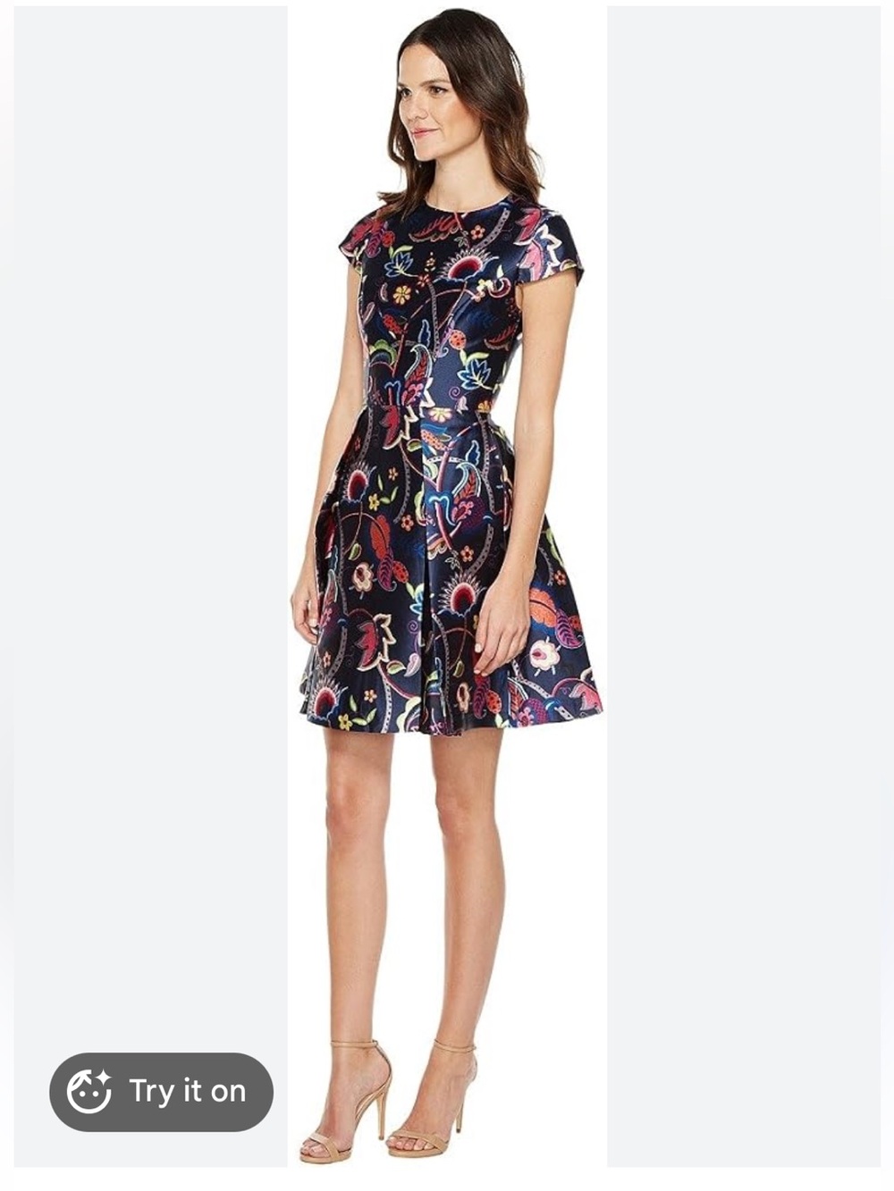 Ted Baker London Fluxam Folk Foliage Skater Dress size 2 US 6